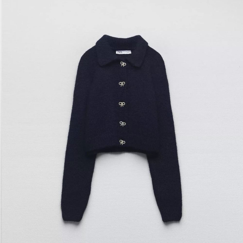 Zara Navy Blue Knit Cardigan